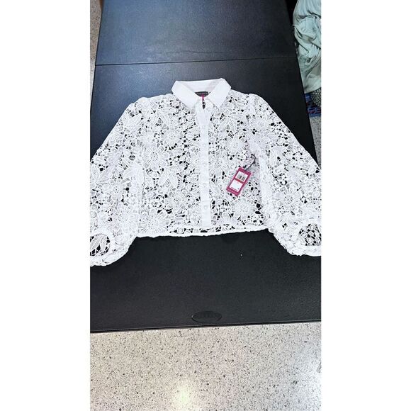 VINCE CAMUTO EYELET BALLON SLEEVE BLOUSE SHIRT SIZE XS P1-58 - Picture 9 of 16